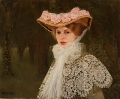 Portrait of Zofia Okuń née Tolkemit, the artist’s wife von Edward Okuń