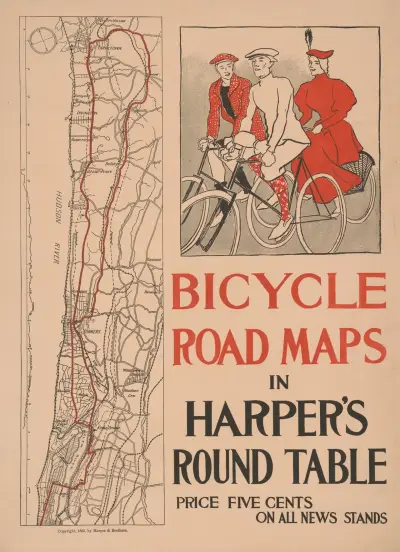 Bicycle road maps in Harper’s Round Table, Edward Penfield