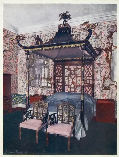 The Chippendale Chinese room at Badminton House av Edwin Foley