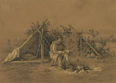 A Christmas dinner. A scene on the outer picket line av Edwin Forbes