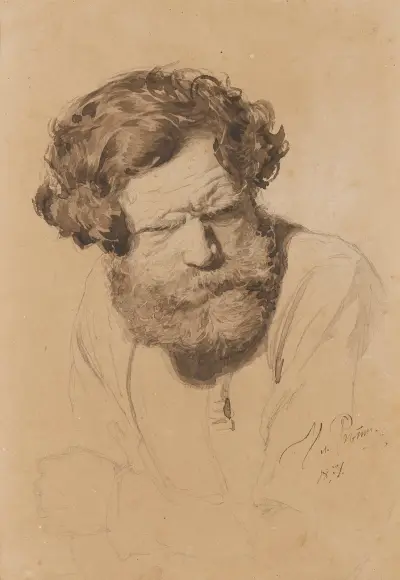 Portrait Of A Russian Peasant av Ilya Efimovich Repin