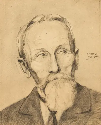 Herrenporträt mit Vollbart av Egon Schiele