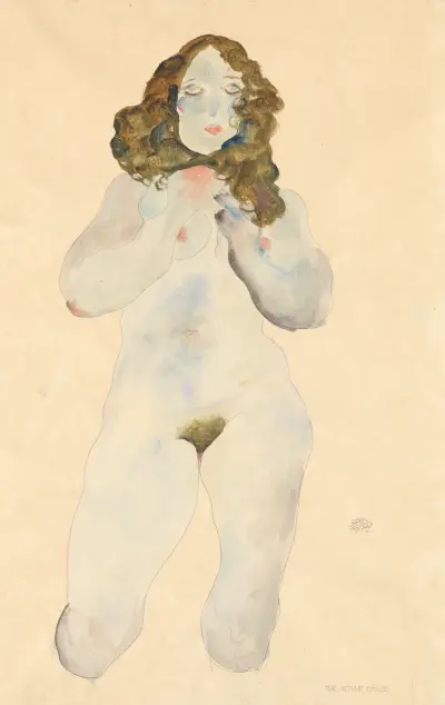 Kniender weiblicher Akt av Egon Schiele