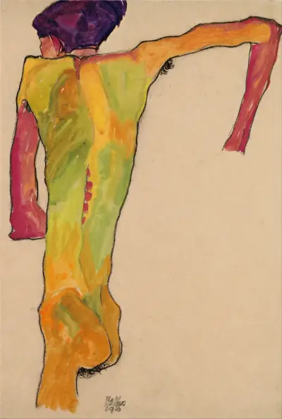 Male Nude, Propping Himself Up av Egon Schiele