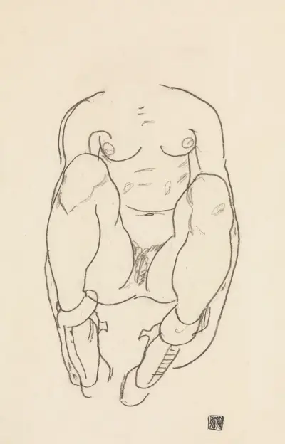 Torso of a Seated Woman with Boots av Egon Schiele