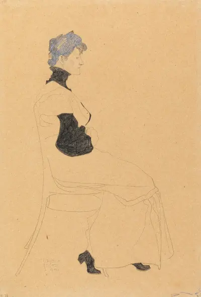 Woman in Profile, Seated in a Chair av Egon Schiele