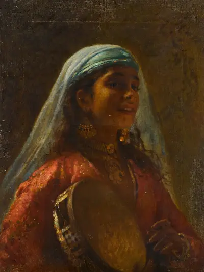 Ägyptisches Mädchen mit Tamburin von Konstantin Egorovich Makovsky