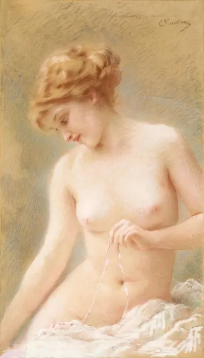 Sitzender Akt von Konstantin Egorovich Makovsky