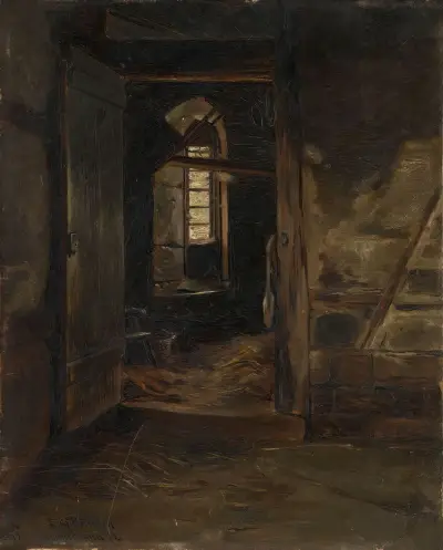 Interior from a Cowshed, Eilif Peterssen