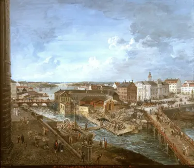 Vy över Stockholm från Kungliga slottet av Elias Martin