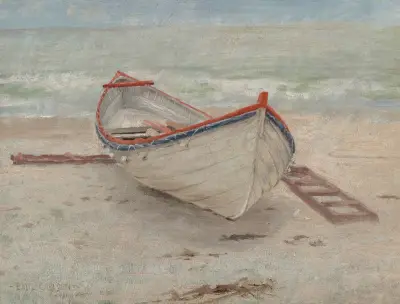 Fishing Boat on Shore av Emil Carlsen