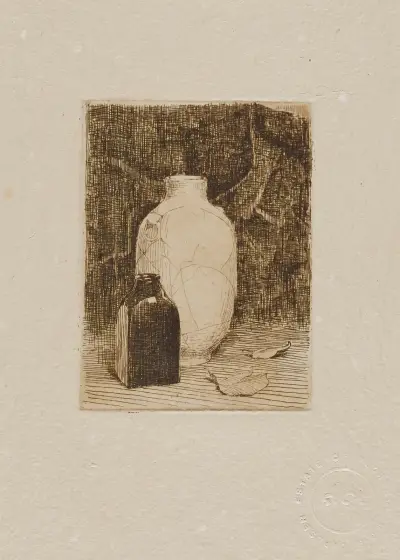 Still Life with Vase and Bottle av Emil Carlsen