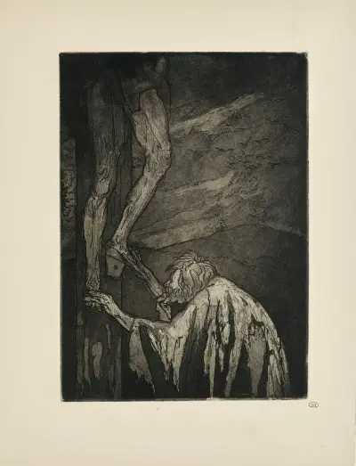 Č. 43 – Podél temného stromu zvedá obě paže, Emile Bernard