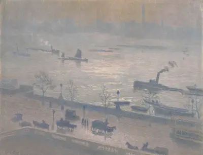 Morning Reflection on the Thames in London, Emile Claus
