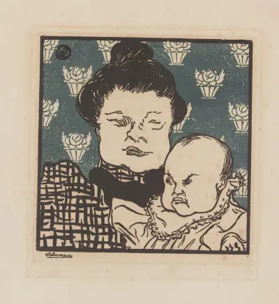 Junges Kind und sein Kindermädchen von Jean-Émile Laboureur