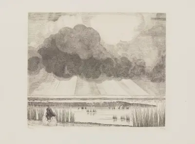Landschaft mit Radfahrer von Jean-Émile Laboureur