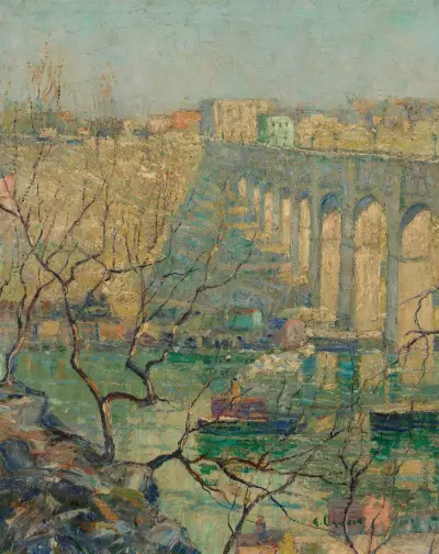 View of the Bridge av Ernest Lawson