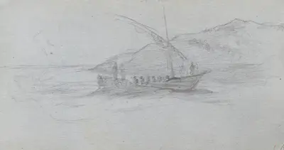 Pejzaż nadmorski z figurą, Ernest Meissonier