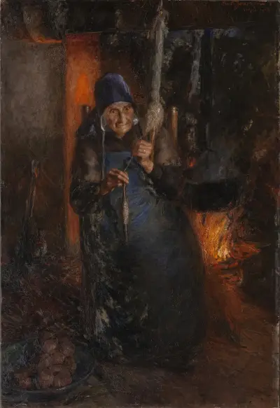 Old Woman Spinning, Ernst Josephson
