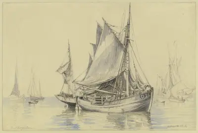 Fishing boats near Ostend, Friedrich Ernst Morgenstern