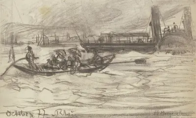 Steamer and boat, Friedrich Ernst Morgenstern