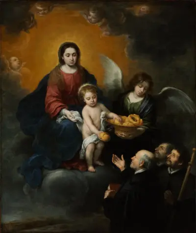 The Infant Christ Distributing Bread To The Pilgrims av Bartolomé Estebán Murillo