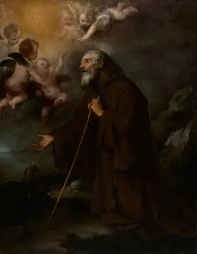 The Vision of Saint Francis of Paola av Bartolomé Estebán Murillo
