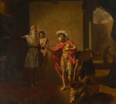 Ahimelech übergibt David das Schwert Goliaths von Jean-Etienne Liotard