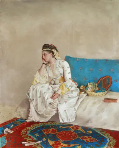 Sitzende Frau in türkischer Tracht von Jean-Etienne Liotard