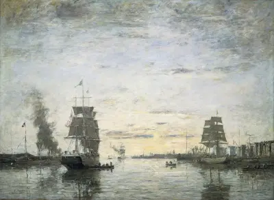 Einfahrt zum Hafen, Le Havre von Eugène Boudin