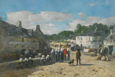Markttag in der Bretagne von Eugène Boudin