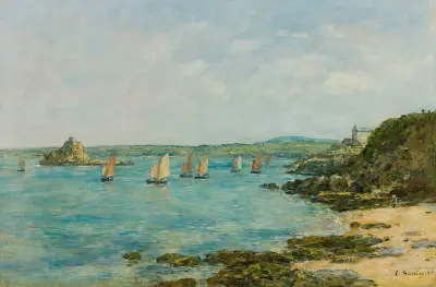 Küste bei Douarnenez, Fischerboote in der Bucht von Eugène Boudin