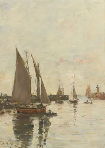 Trouville, die Molen bei Hochwasser von Eugène Boudin