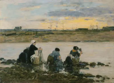 Wäscherinnen am Fluss von Eugène Boudin