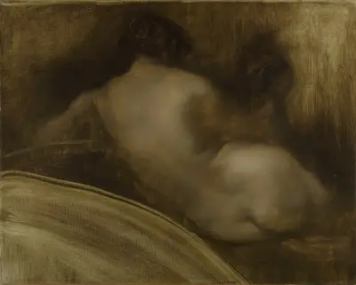 Femme nue de dos, figure d’écoinçon, Eugène Carriere