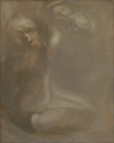 Rodin modelling a Sculpture av Eugène Carriere