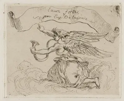 Anioł klęczący na chmurach, Eugène Delacroix
