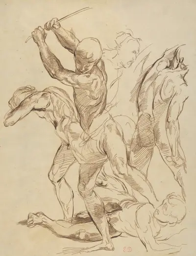 Kampf nackter Männer von Eugène Delacroix