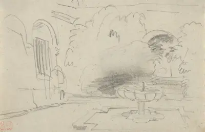 Innenhof mit Brunnen von Eugène Delacroix