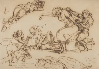 Figure Studies for the Salon du Roi, Palais Bourbon av Eugène Delacroix