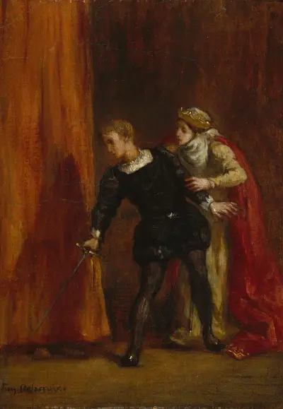 Hamlet and His Mother av Eugène Delacroix