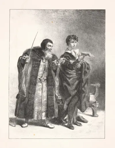 Hamlet and Polonius (Act II, scene ii) av Eugène Delacroix