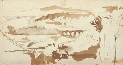 Landschaft mit Aquädukt von Eugène Delacroix