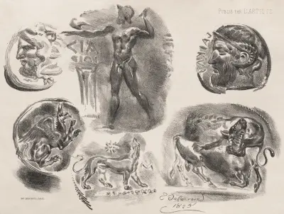 List se šesti antickými mincemi, Eugène Delacroix