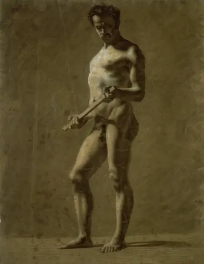 Standing Academic Male Nude av Eugène Delacroix