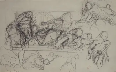 Studie für eine Dekorationsmalerei im Palais Bourbon von Eugène Delacroix