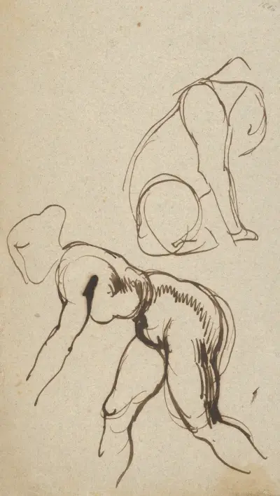 Studien eines Löwen und eines weiblichen Aktes von Eugène Delacroix
