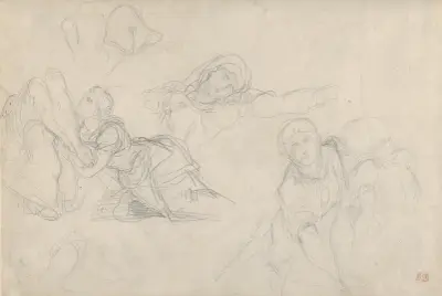 Studie Panny Marie a svatých žen pro 'Oplakávání', Eugène Delacroix