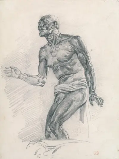 Study of a Male Nude Study for ‘The Death of Seneca’ av Eugène Delacroix