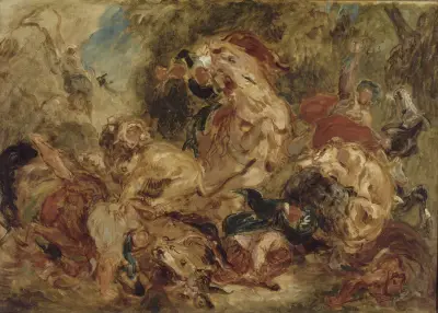 Lov na lvy, 1854, Eugène Delacroix
